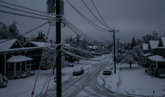 Iced power lines during an Amarillo winter storm causing a neighborhood outage